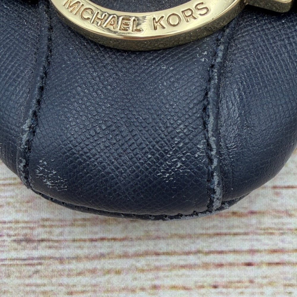 Michael Kors Navy Flats with Gold Logo - Picture 6 of 15
